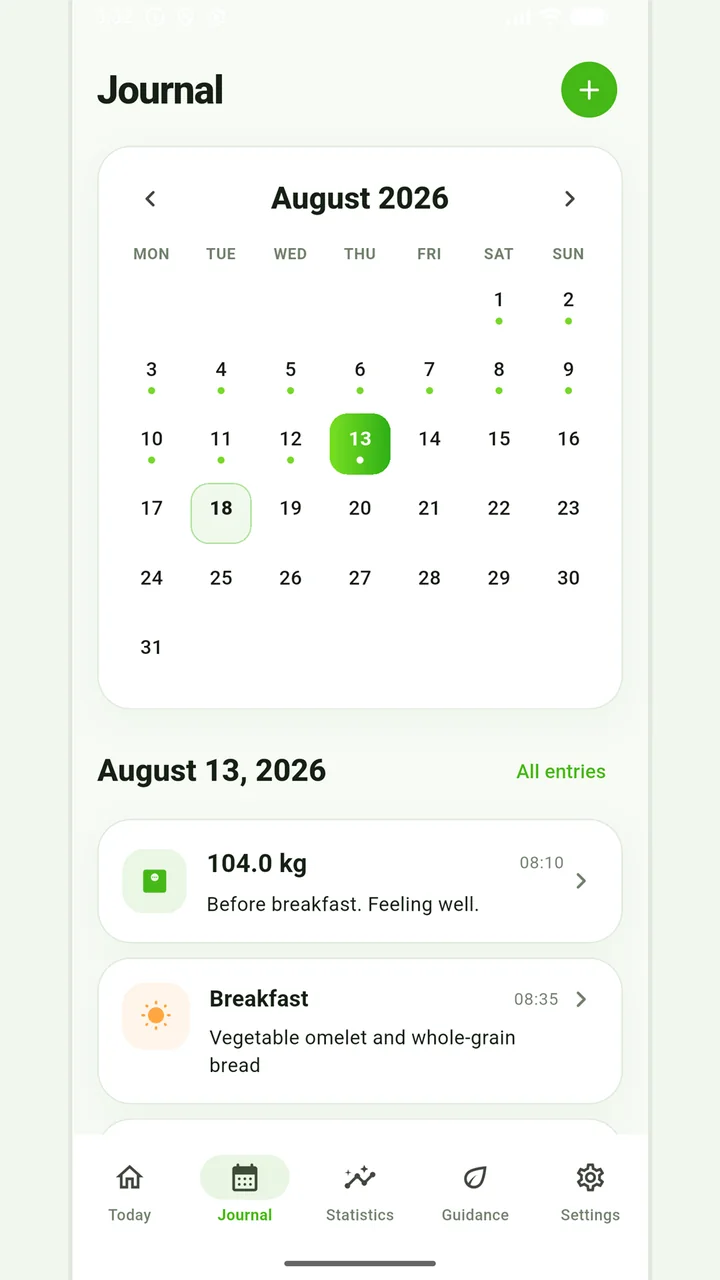 Vesometr journal calendar