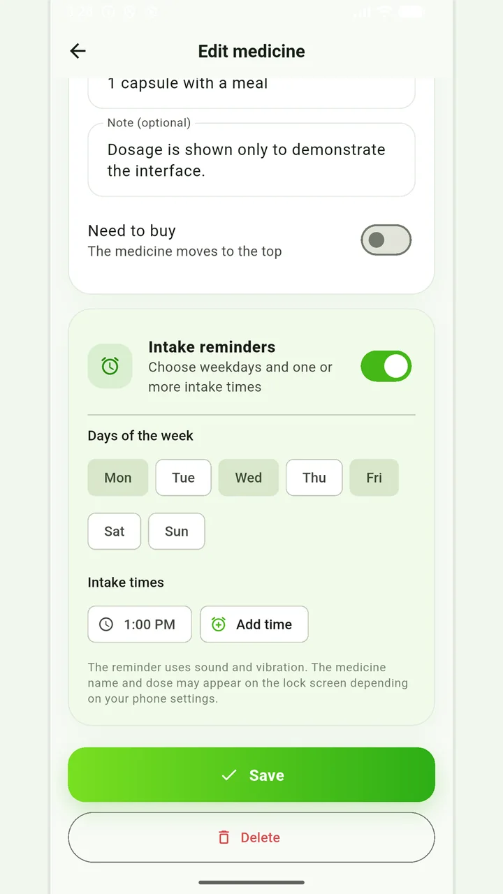 Schedule medication reminders